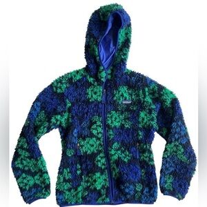 Rare Patagonia Green and Blue deep pile retro zip jacket